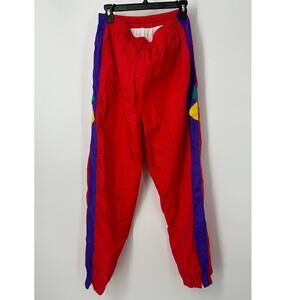 Vintage nylon windbreaker pants unisex size large red colorful 80's 90's